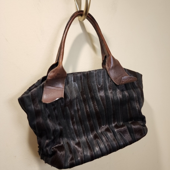 Abro made in Italy Vintage Leather Fur black and Brown Shoulder bag - Picture 8 of 12